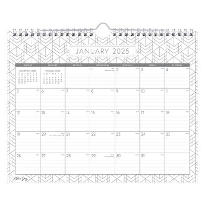 BlueSky 2025 Wall Calendar 11x8.75 Inches Wire-Bound Arrows Design