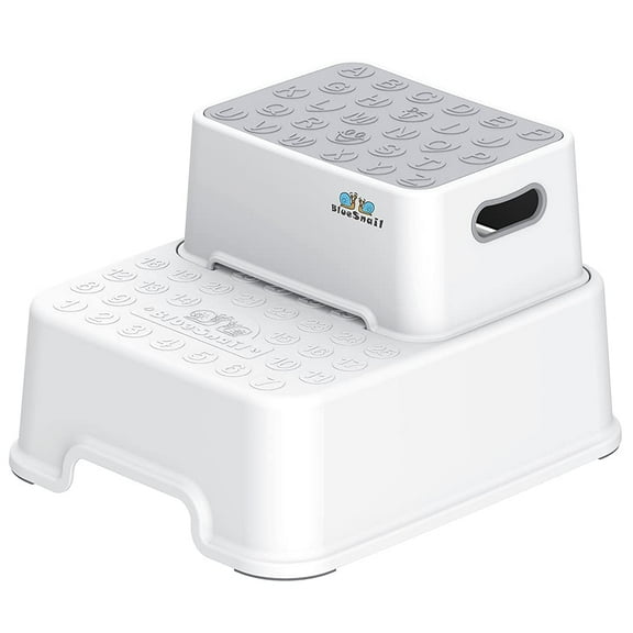 BlueSnail Anti-Slip Sturdy Toddler Two Step Stool for Unisex Kids and Toilet Potty Training (White)