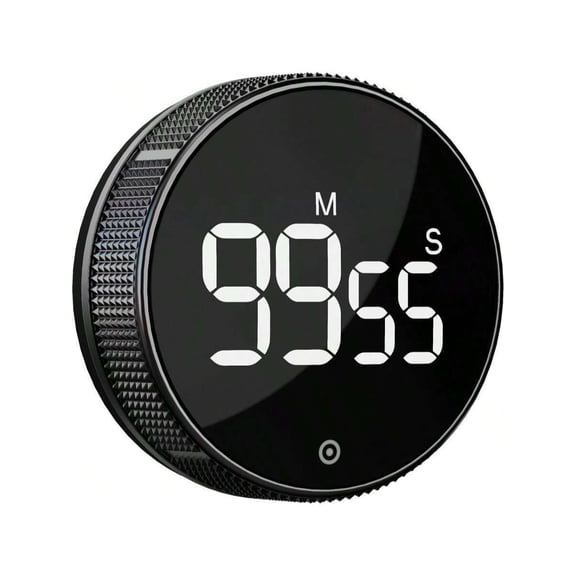 BlueSnail Digital Kitchen Timer with 3" LED Display, Magnetic Rotary Countdown & Countup Timer for Cooking, Classroom & Gym, Adjustable Volume & Brightness, Gunmetal Gray