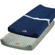 BlueSnail Ultra Soft Navy+Gray Minky Dot Changing Pad Cover 2 Pack