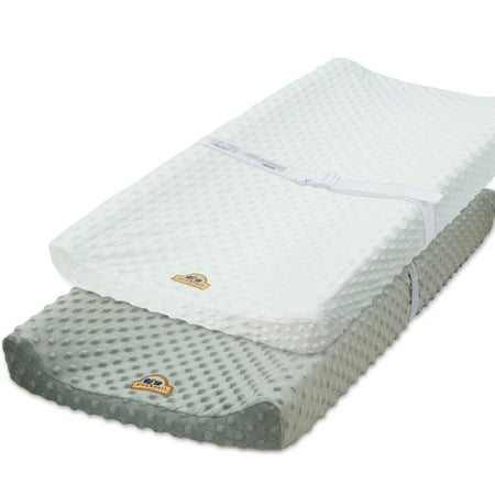 BlueSnail Ultra Soft White+Gray Minky Dot Changing Pad Cover 2 Pack