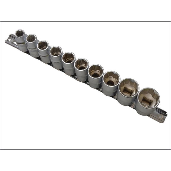 BlueSpot Tools - Sockets On Rail Set of 10 Metric 1/2in Drive