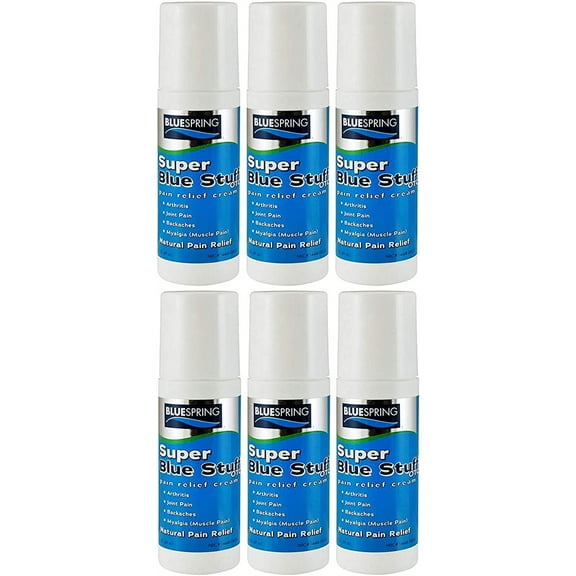 BlueSpring Natural Pain Relief roll on Super Blue Stuff with Emu Oil- Pain relief cream Anti Inflammatory Analgesic Cream for Back, Knee, Joint, Muscle, Arthritis, and neck Pain Relief-3 Oz(Pack of 6)