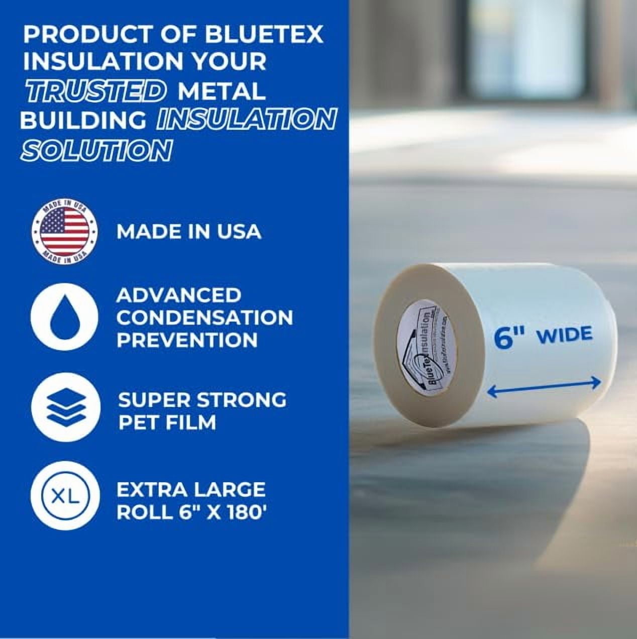 White Vapor Barrier Tape - 6" Wide X 180' Long, 9 Mil Polyethylene, For Crawlspace Seams, Insulation Repairs, Housewrap, Waterproof Sealing
