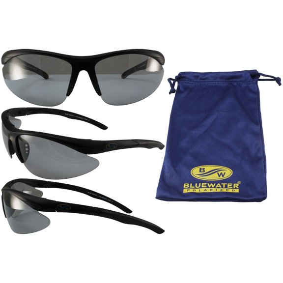 BlueWater Polarized Islander 24 Sunglasses Black Frames Photochromic Transforming Lens Lighter to Darker Smoke Lens by Global Vision