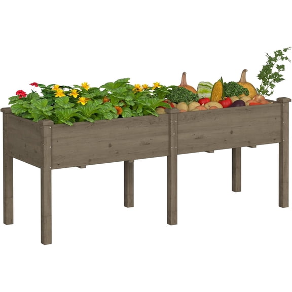 BlueWish 72''L x 23''W x 30''H Raised Garden Bed Outdoor, 2x6 FT Cedar Garden Bed with 8 Drainage Holes & 6 Legs, Elevated Planter Boxes for Gardening, Vegetable, Flower, 661lbs Capacity,