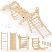 BlueWood 10-in-1 Foldable Wooden Pikler Triangle Climbing Set Indoor Sports Gym for Kids 1-Count