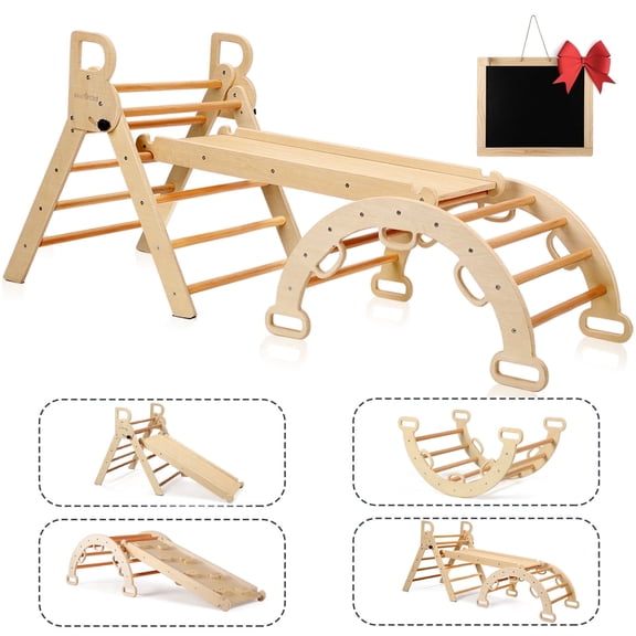 BlueWood Pikler Triangle Climbing Gym 3-in-1 Foldable for Toddlers