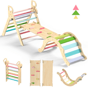 BlueWood Pikler Triangle Set Montessori Indoor Jungle Gym 8-in-1 Foldable Wooden