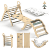 BlueWood Foldable Wooden Climbing Pikler Triangle Set 8-in-1 Indoor Jungle Gym for Kids