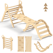 BlueWood Pikler Triangle Set Playground Climber 8-in-1 Foldable Wooden Indoor 1-Count