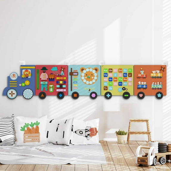 BlueWood Train Sensory Adventure Wall – Interactive Felt Busy Board | 18+ Tactile Elements for Cognitive & Motor Skills Development