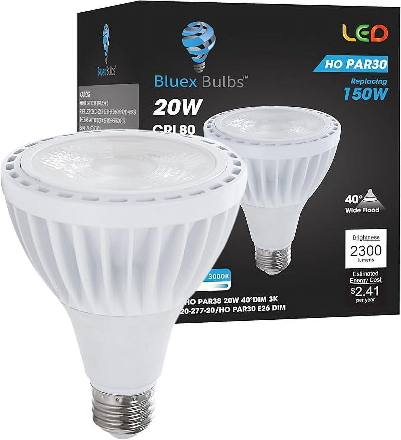BlueX PAR30 LED High-Power Bulb - 20W (150Watt Equivalent) 2300 Lumens ...