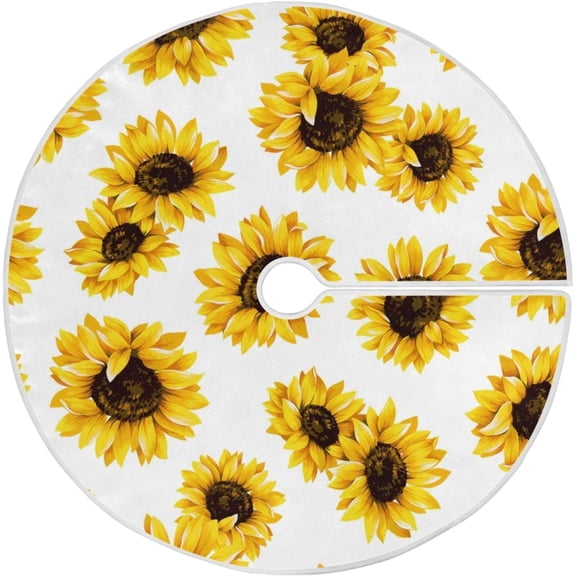 Blueangle Sunflower Pattern Christmas Tree Skirt Home Decoration Large Round Tree Skirt 47.2 Inches