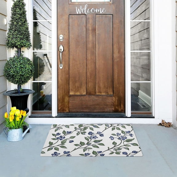 Bluebell Flowers Leaves Doormats Welcome Mats Gate Pads Entryway Outdoor 32" x 20"