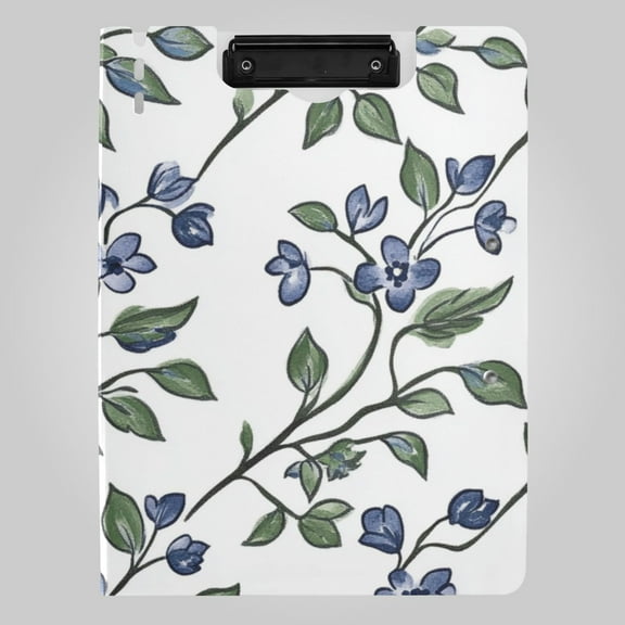 Bluebell Flowers Leaves Foldable Binder Folder Clipboard with Pen Slot Double Clips A4 Size File Storage