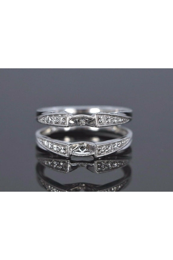 0.10Ct White Round Cut CZ Solitaire Ring Wrap Enhancer Band In 925 Sterling Silver