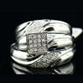 thumbnail image 1 of Bluebell Jewels 0.50 Ctw CZ 14K White Gold Finish Square Wedding His & Her Trio Ring Set, 1 of 6