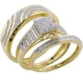 thumbnail image 1 of Bluebell Jewels 14K Gold Finish His & Hers Trio Wedding Ring Set Round CZ Engagement Bands for Couples, 1 of 6