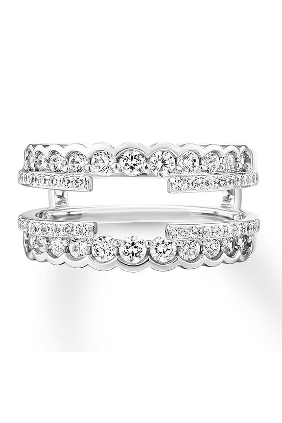 Bluebell Jewels 14K White Gold Finish Enhancer Solitaire Round CZ Guard Insert Jacket Wrap Engagement Ring for Women