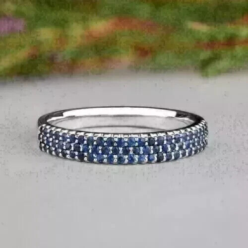 Bluebell Jewels 14K White Gold Finish Round Blue Cubic Zirconia Wedding ...