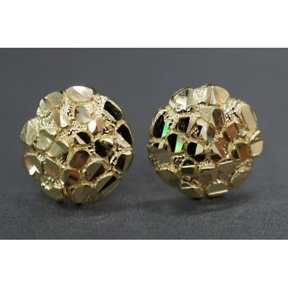 Bluebell Jewels 14K Yellow Gold Finish Round Nugget Stud Earrings 7mm