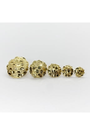 14k Yellow Gold Finish Silver Nugget Ball Stud Earrings Unique Crushed Metal Design
