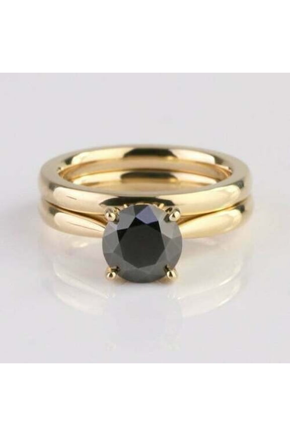 2.5Ct CZ Bridal Set Engagement Ring 14K Yellow Gold Finish Silver