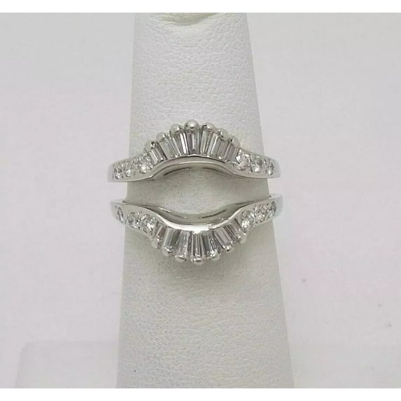 Bluebell Jewels 2 Ct Baguette Cut CZ Enhancer Guard Wrap Ring 14K White Gold Plated