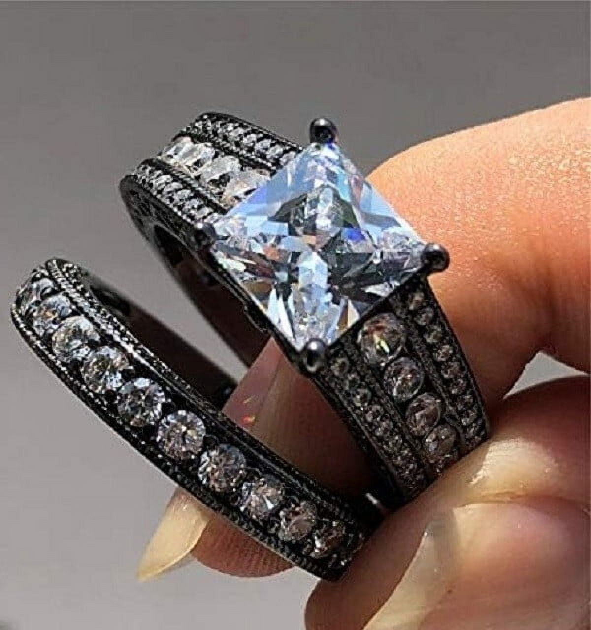 Bluebell Jewels 2CT Princess Cut Cubic Zirconia Engagement Ring Set 14K ...
