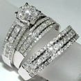 thumbnail image 1 of Bluebell Jewels 4 CT CZ His Her Engagement Wedding Trio Ring Set 14K White Gold Plated, 1 of 5