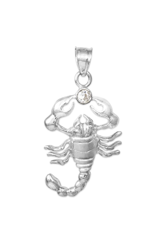 925 Sterling Silver Gold Plated CZ Scorpion Charm Pendant