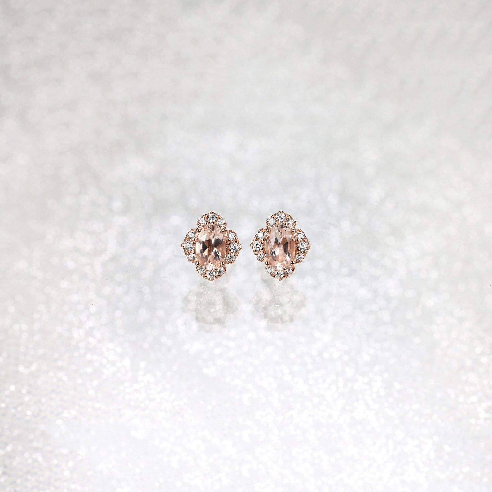 Bluebell Jewels Classic 14k Rose Gold Finish Oval Cut Peach Cubic ...
