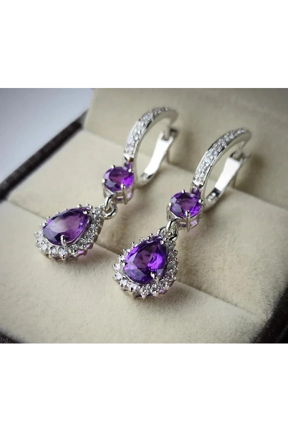 Oval Fire Rose Kunzite 925 Sterling Silver Dangle Hook Earrings