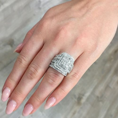 Bluebell Jewels Sparkling CZ Bridal Set Twisted Design Engagement Ring with Matching Band