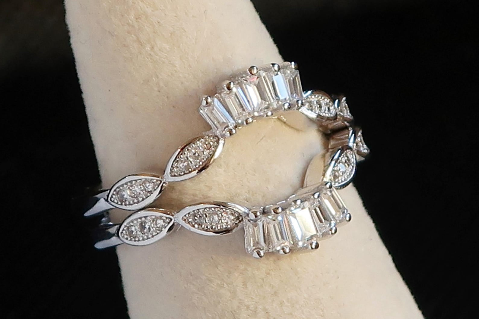 Bluebell Jewels Sterling Silver CZ Enhancer Ring Set Dainty Stacking ...