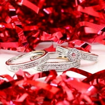 Bluebell Jewels Trio Ring Set 14K Two Tone Gold Finish Engagement & Wedding Band Set for Couples