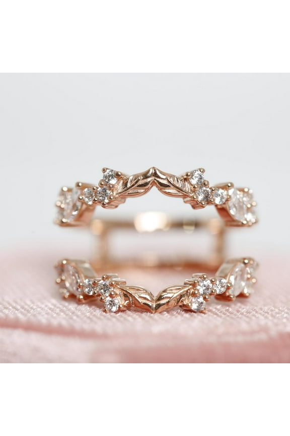 Unique Leaf Branch wedding ring enhancer for her 14K Rose Gold Finish nature inspired ring jacket- floral ring wrap Handmade Jewelry Gift