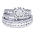 thumbnail image 1 of Bluebell Jewels Women's Silver Finish Round Cluster CZ Bridal Ring Set – 3-Piece Wedding & Engagement Band Set, 1 of 9