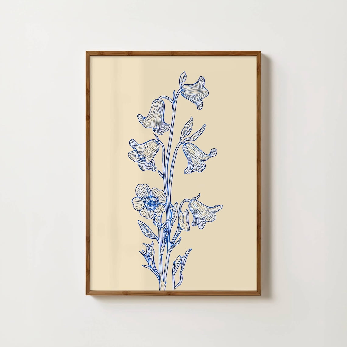 Printed Cotton Canvas - Bluebell Balanced Flower Stems - British Imported main image 0