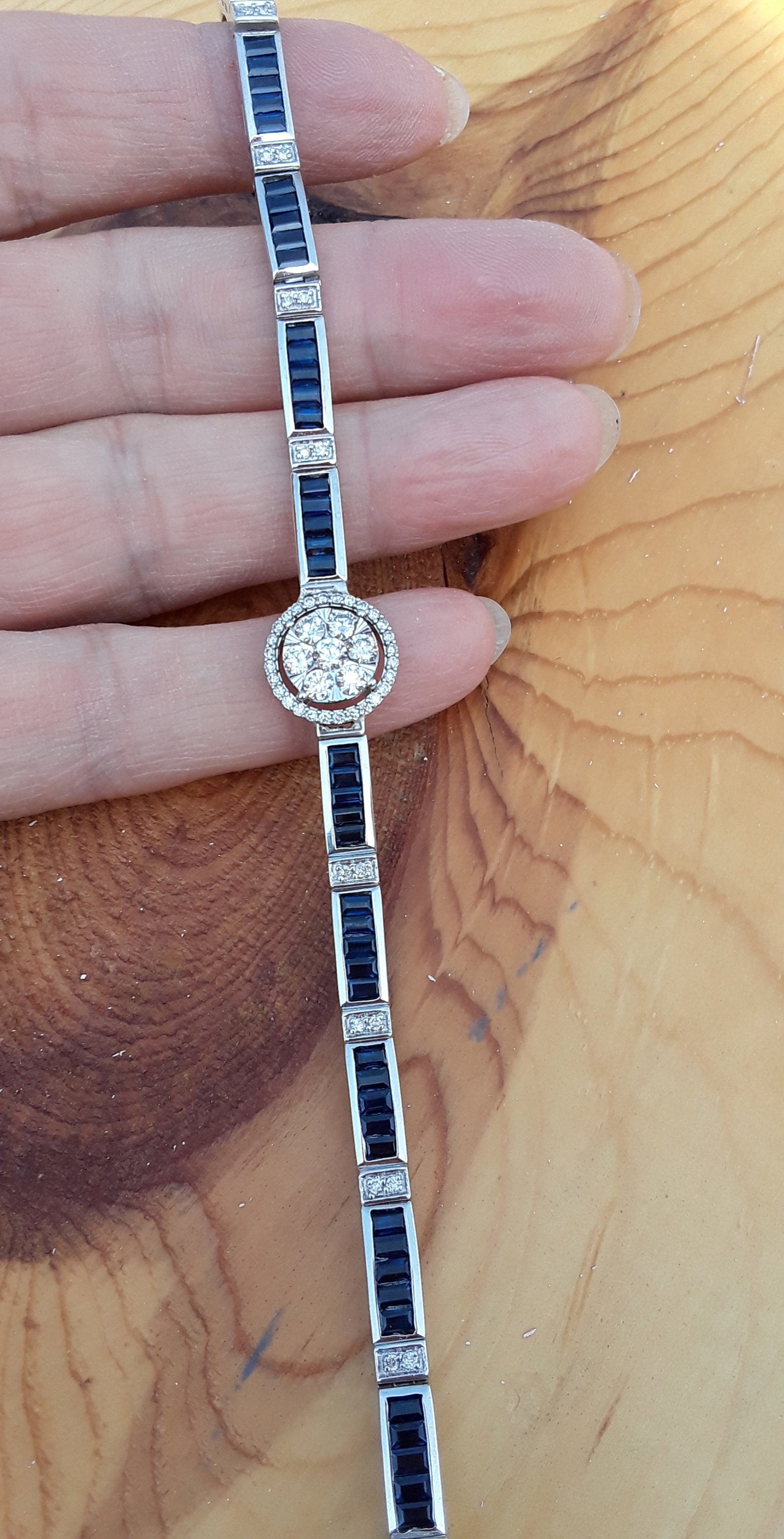 Bluebelljewels 14K White Gold Finish Silver Baguette Cut Blue Cubic ...