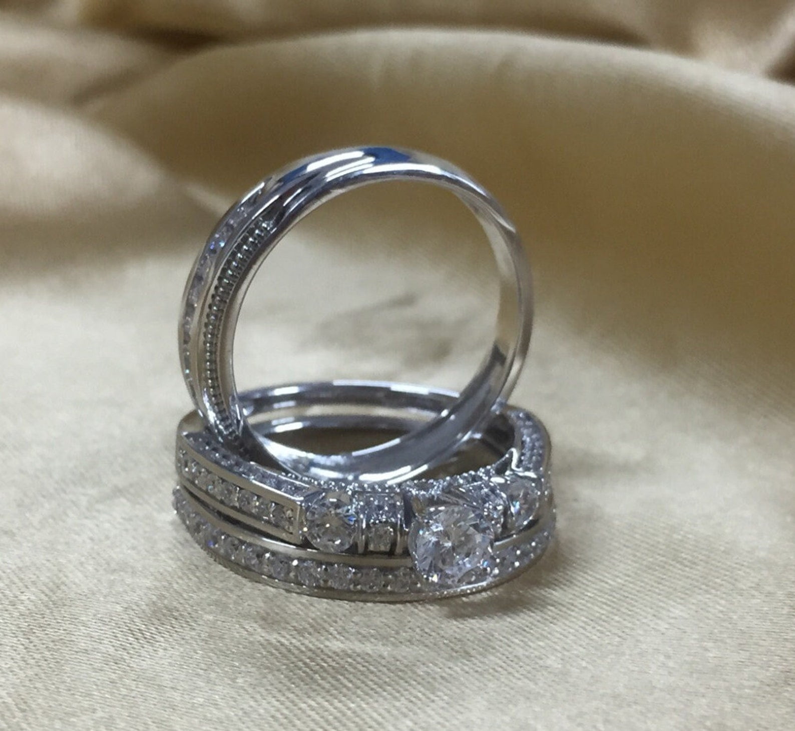Bluebelljewels 14K White Gold Finish Silver Round Cut Cubic Zirconia ...