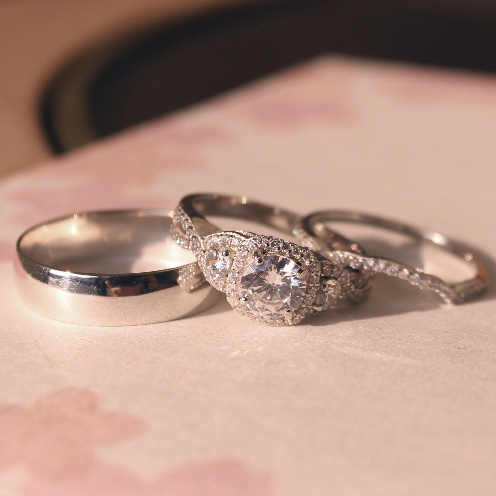 Bluebelljewels 14K White Gold Finish Silver Round Cut Diamond His & Her ...
