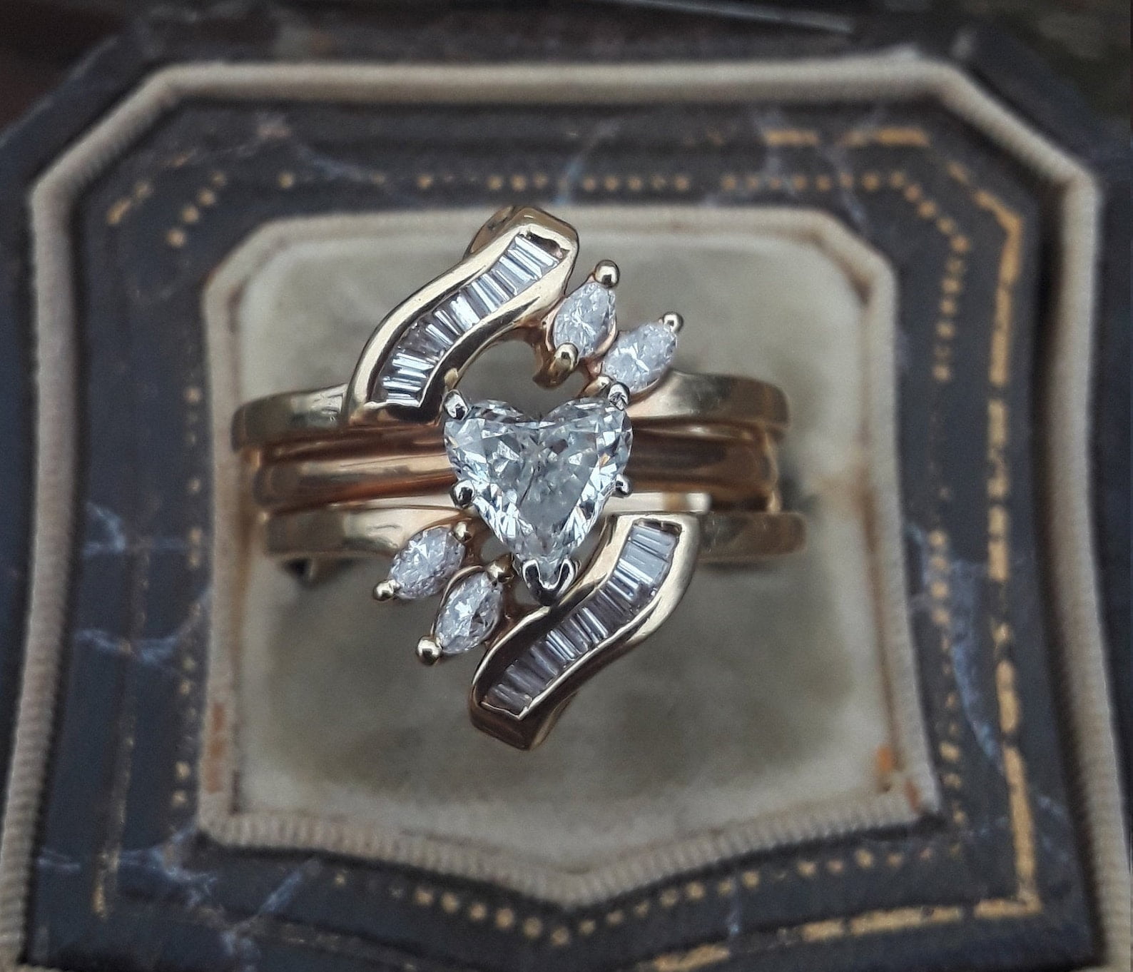 Bluebelljewels 14K Yellow Gold Finish Heart Cut Cubic Zirconia Bridal ...
