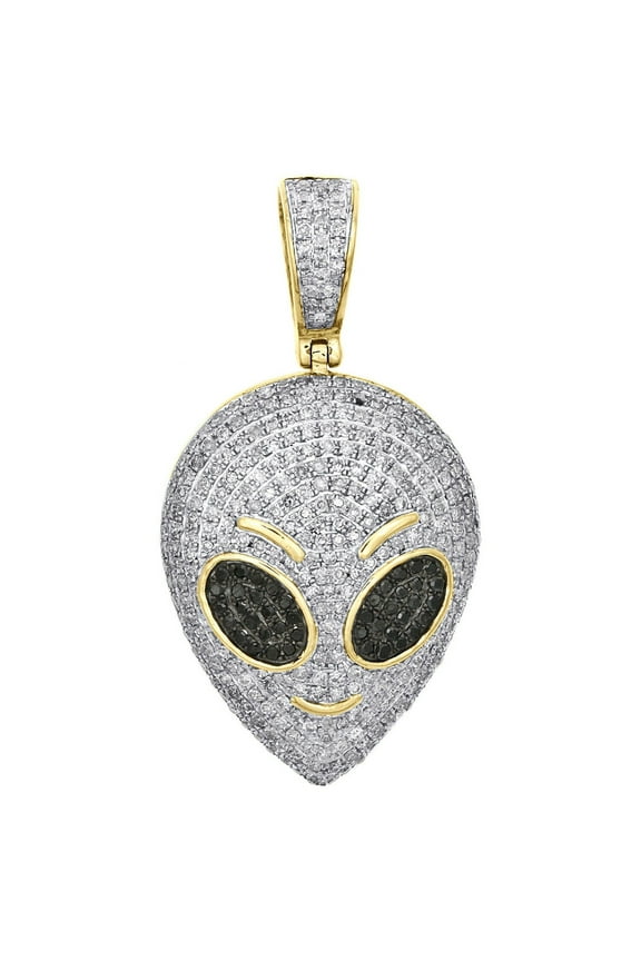 Bluebelljewels 14K Yellow Gold Finish Round Cut Cubic Zirconia Alien Head Pendant