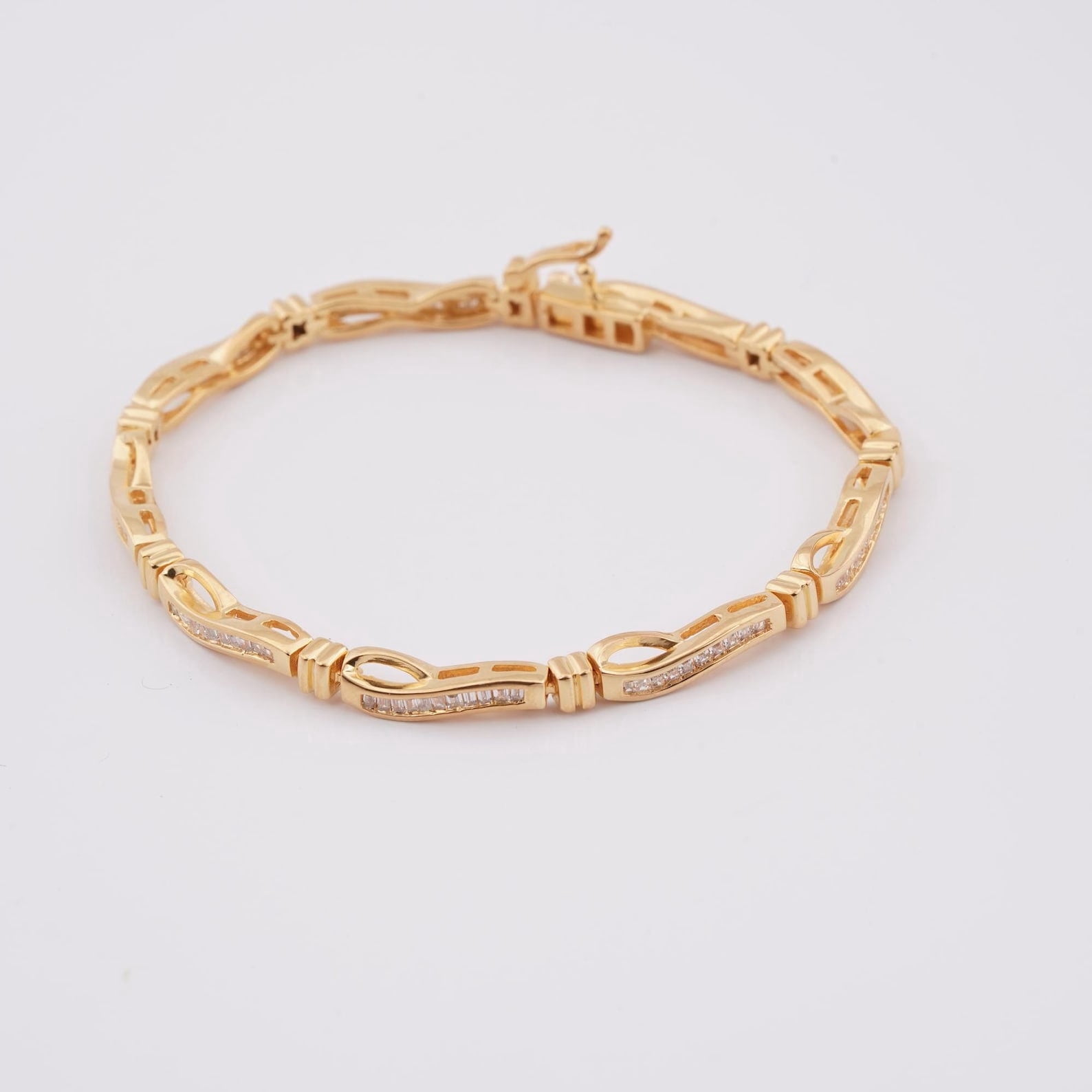 Bluebelljewels 14K Yellow Gold Finish Silver Baguette Cut Cubic ...