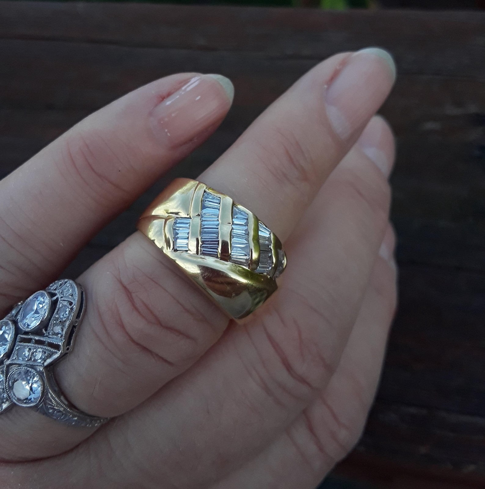 Bluebelljewels 14k Yellow Gold Finish Baguette Cut Cubic Zirconia ...