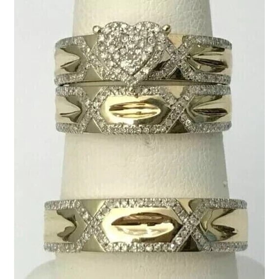 Bluebelljewels 2Ct Cubic Zirconia His Her Wedding Heart Trio Ring Set ...