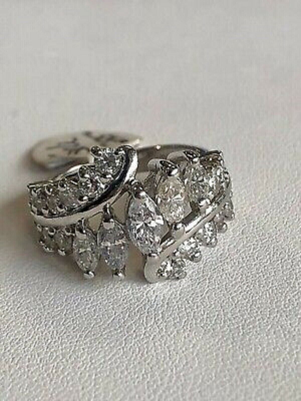 Bluebelljewels 2Ct Marquise Cut Cubic Zirconia Wedding Ring 14K White ...