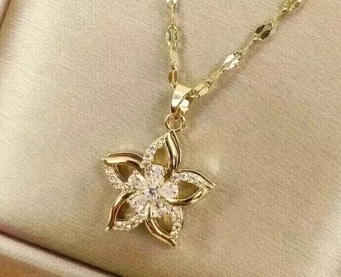 Bluebelljewels 2Ct Round Cut Cubic Zirconia Women's Flower Pendant 14k ...